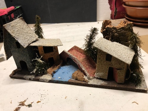 Vintage villaggio con ponte - vintage,