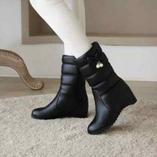 Stivali Scarpe Stivaletti Donna Zeppa Nero 5 cm Pelle Sintetica Platform 49861