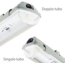 PLAFONIERA STAGNA NEON LED TUBO T8 60-120-150 CM 220V SOFFITTO IP65 FARO UFFICIO