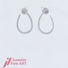 FHT - Orecchini - ovali - 70 brillanti (diamante) totali Oro bianco 0,37 ct - 14 carati/585