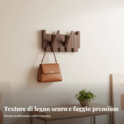 Attaccapanni muro legno - attaccapanni,