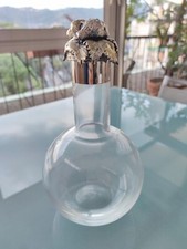 Bottiglia decanter in cristallo per liquore, con tappo in resina argentata