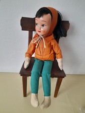 BAMBOLA DI PEZZA E CELLULOIDE CAPPUCCETTO ROSSO ANTICA VINTAGE D' EPOCA '50 RARA