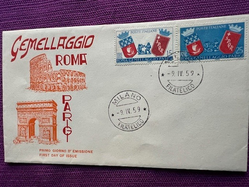 Italia fdc 1959 gemellaggio - fdc,