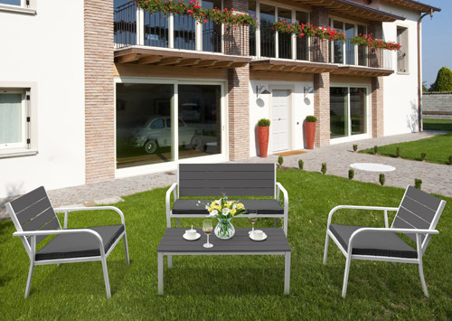 Salotto acciaio polywood giada - acciaio,