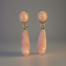 Orecchini Pendoli Corallo Rosa In Argento Placcato Oro