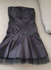 Bellissimo Vestito nero SATIN donna Abito Stringato Sulla Schiena tulle Sexy tgS