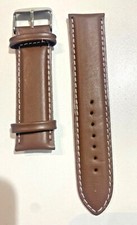 CINTURINO OROLOGIO PELLE MARRONE CUCITURA BIANCA 22 24 26 mm