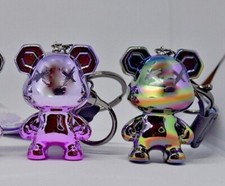 Simpatica Coppia di portachiavi orsetto, lucidi,  per lui e lei, blu e viola