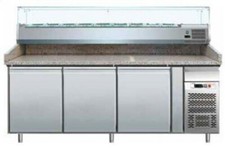Banco Pizza 3 porte 600x400 Profondità 80cm completo di vetrina portaingredienti