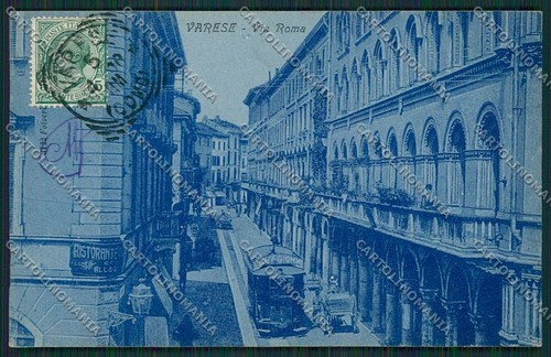 Varese città tram cartolina - varese,