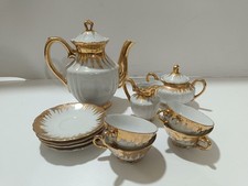 Servizio da caffè vintage porcellana Bavaria con finitura in oro 11 pezzi