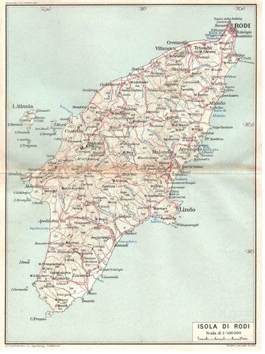 Carta geografica antica - , rodi