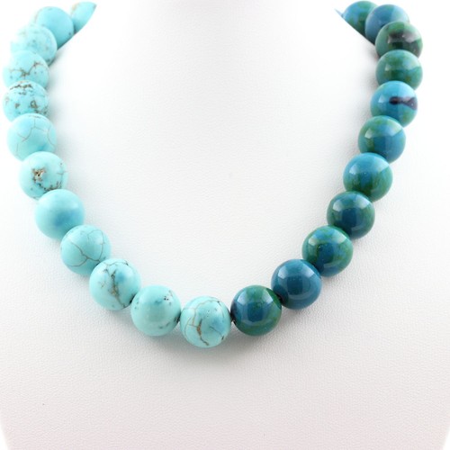 Collana perle howlite turchese - perle,