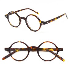 Montatura occhiali da vista vintage piccola tartaruga rotonda bordo intero acetato unisex fatti a mano