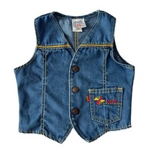 Gilet cowboy vintage Levis denim snap tasca ricamo bambino taglia 2T unisex
