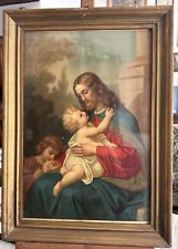 Antica stampa religiosa con cornice-arte sacra  /cromolitografia