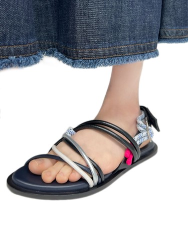 Sandali pelle aperti blu - sandali,
