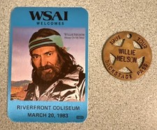 Distintivo sceriffo Willie Nelson 81 ottone stella in concerto tour 83 pass backstage