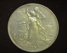 ITALY 1911-R 2 LIRE 50TH ANN