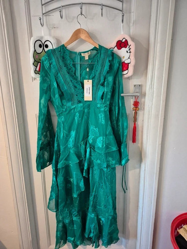 Maxi abito rosa scuro verde