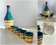 SET BOTTIGLIA LIQUORE 5 BICCHIERI TERRACOTTA SMALTO CERAMICHE Baldelli Castello