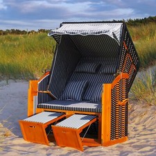 Cestino da spiaggia LED lusso sdraio completo isola sole rattan Mar Baltico lettino da giardino XXL