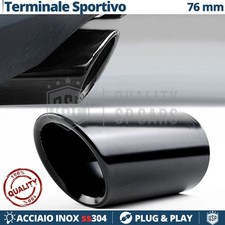 1X TERMINALE di Scarico per Auto Tuning in ACCIAIO Inox NERO Marmitta Ø 65-70 mm