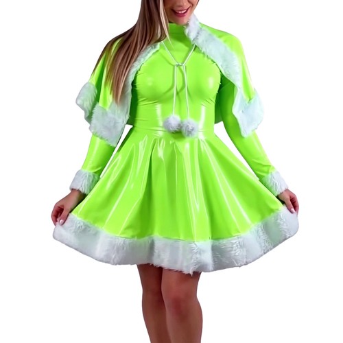 Abito wetlook pvc collo alto - abito,