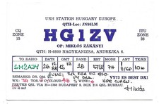 QSL Radio HG1ZV stazione URH Nagykanizsa Ungheria prosciutto 1988 Miklos Zakanyi DX SWL