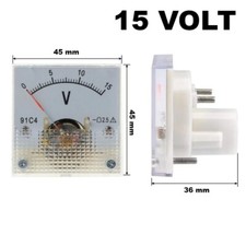 VOLTMETRO ANALOGICO DI TENSIONE 15V, 0-15V DC DA PANNELLO CORRENTE CONTINUA 