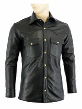 Giacca Camicia Uomo Pelle Nera