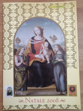 2008 Folder Filatelico Natale con 3 francobolli dorati e uno in lamina d'argento