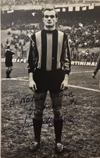 Cartolina Sandro Mazzola Inter con dedica e autografo originale Ferrania