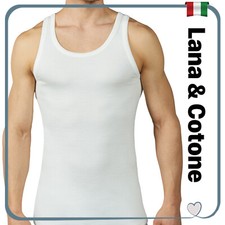 Canotta Canottiera intima da uomo in lana e cotone spalla larga termica intimo