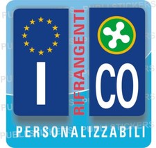 COPPIA ADESIVI RIFRANGENTI PER TARGA MOTO EUROPEA CON LOGO LOMBARDIA E PROVINCIA