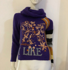 PIANURASTUDIO Maglione dolcevita viola arancione multicolore fantasia Tg S/M