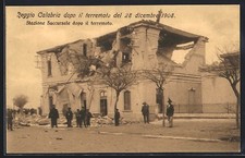 Cartolina Reggio Calabria dopo ilk terremoto, 1908, Stazione Succursale, Distruzione du 