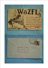 QSL RADIO CARD STAZIONE W8ZFL/MM NAVE BARTLESVILLE VICTORY RAY HAGERTY USA 1947