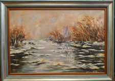 quadro olio su tela 40x60 , riproduzione Il Disgelo di Claude Monet