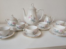 Servizio da tè x6 persone motivi floreali bordo oro Richard Ginori