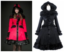 Punk Rave Gothic Lolita ragazza donna cappotti lana dolce giacca lunga mantello casual