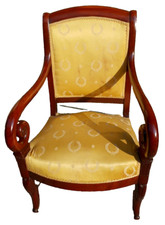 POLTRONA  SEDIA CARLO X MOGANO MASSELLO EPOCA 1820/30 H 43 H 94 L 60 P 52