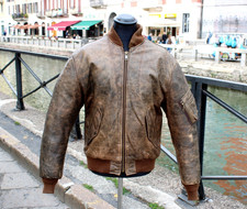 Giubbotto Schott MA-1 vintage marrone invecchiato bomber aviatore