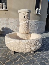 FONTANA A COLONNA CON VASCA PER ESTERNO DA GIARDINO IN CEMENTO MARMO ALT   70 CM