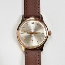STENIS 17 Rubis Orologio Vintage da Polso Uomo Placcato Oro 10 Micron - 34mm