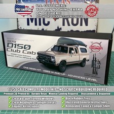 Kit modellino camion camper Dodge D150 Club Cab 1/25 1979 con motore, sgomberi e canoa