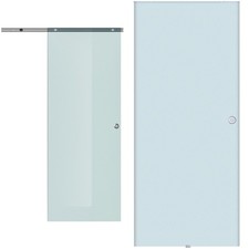 HOMCOM Porta Scorrevole Vetro Smerigliato Kit con Binario e Maniglia
