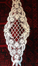 Fine Vintage Romanian Point Lace macrame table center piece large vgc