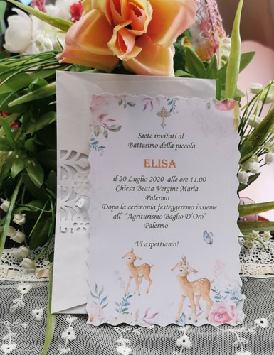Invito battesimo rosa - invito,